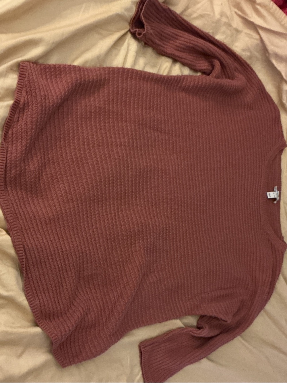 Isaac Mizrahi Ribbed Crewneck Sweater - Mauve Pink